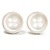 Small Snow White Plastic Button Stud Earrings (Silver Tone) -11mm Diameter - view 2