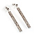 Silver Tone Diamante Linear Drop Earrings - 5cm Drop