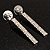 Silver Tone Diamante Linear Drop Earrings - 5cm Drop - view 7