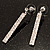 Silver Tone Diamante Linear Drop Earrings - 5cm Drop - view 6