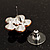 Small Pink Diamante Flower Stud Earrigns (Silver Tone) -2cm Diameter - view 3