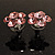 Small Pink Diamante Flower Stud Earrigns (Silver Tone) -2cm Diameter - view 8