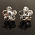 Small Clear Diamante Flower Stud Earrigns (Silver Tone) -2cm Diameter - view 4