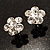 Small Clear Diamante Flower Stud Earrigns (Silver Tone) -2cm Diameter - view 5