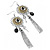 Two Tone Long Filigree Flower, Tassel & Key Drop Earrings - 11cm Drop - view 2