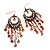 Copper Tone Crystal Hoop Chandelier Earrings - 8cm Drop