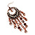 Copper Tone Crystal Hoop Chandelier Earrings - 8cm Drop - view 3
