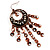 Copper Tone Crystal Hoop Chandelier Earrings - 8cm Drop - view 4