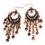 Copper Tone Crystal Hoop Chandelier Earrings - 8cm Drop - view 2