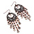 Copper Tone Crystal Hoop Chandelier Earrings - 8cm Drop - view 7