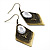 Vintage Diamond Shape Diamante Drop Earrings (Bronze Tone) - 6.5cm Drop - view 7