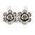 Silver Tone Textured Floral Drop Earrings - 5.5cm Drop - view 2