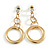Gold Tone Crystal Hoop Drop Earrings - 5cm Drop