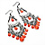 Pale Red Acrylic Bead Chandelier Earrings (Gun Metal) - 10cm Drop