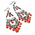 Pale Red Acrylic Bead Chandelier Earrings (Gun Metal) - 10cm Drop - view 2