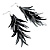 Long Black Plastic Feather Earrings - 10.5cm Drop