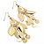 Gold Tone Polished Leaf Chandelier Drop Earrings - 9cm Drop