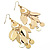 Gold Tone Polished Leaf Chandelier Drop Earrings - 9cm Drop - view 2