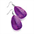 Teardrop Oval-Shaped Purple Acrylic Drop Earrings (Silver Tone) - 7cm Drop