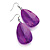 Teardrop Oval-Shaped Purple Acrylic Drop Earrings (Silver Tone) - 7cm Drop - view 2