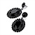 Large Black Oval Acrylic Drop Earrings (Black Tone Metal) - 5.5cm Drop