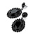 Large Black Oval Acrylic Drop Earrings (Black Tone Metal) - 5.5cm Drop - view 2