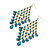 Long Turquoise Coloured Acrylic Bead Chandelier Dangle Earrings (Gold Tone) -13cm Drop - view 2