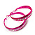 Large Neon Pink Crystal Hoop Earrings - 6cm Diameter - view 2