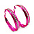 Large Neon Pink Crystal Hoop Earrings - 6cm Diameter - view 3