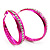 Large Neon Pink Crystal Hoop Earrings - 6cm Diameter - view 9