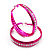 Large Neon Pink Crystal Hoop Earrings - 6cm Diameter