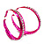 Large Neon Pink Crystal Hoop Earrings - 6cm Diameter - view 6