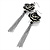 Long Fimo Black Rose Flower Tassel Drop Earrings (Silver Tone) - 14cm Drop