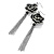 Long Fimo Black Rose Flower Tassel Drop Earrings (Silver Tone) - 14cm Drop - view 2