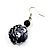 Black Sequin Ball Drop Earrings (Silver Tone) - 5.5cm Drop - view 4