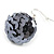 Black Sequin Ball Drop Earrings (Silver Tone) - 5.5cm Drop - view 3