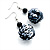 Black Sequin Ball Drop Earrings (Silver Tone) - 5.5cm Drop - view 7