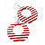 Red & White Stripy Plastic Hoop Earrings - 5cm Diameter