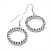 Medium Silver Tone Crystal Hoop Earrings - 2.8cm Diameter - view 4