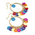 Multicoloured Sequin Hoop Earrings (Matte Gold Tone) - 3.5cm Diameter