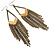Long Bronze Tone Chain Crystal Chandelier Earrings - 13.5cm Drop