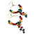 Multicoloured Wood Bead Drop Hoop Earrings ( Gold Tone) - 11cm Drop