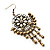 Floral Bead Drop Earrings (Bronze & White Tone) - 9cm Drop - view 3