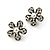 Charming Diamante Simulated Pearl Daisy Stud Earrings (Burn Gold Metal) - 2.5cm Diameter - view 4
