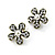 Charming Diamante Simulated Pearl Daisy Stud Earrings (Burn Gold Metal) - 2.5cm Diameter - view 5