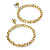 Gold Tone Chain Style Hoop Drop Earrings - 5cm Diameter
