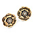 Charming Diamante Daisy Stud Earrings (Burn Gold Tone) - 2.2cm Diameter