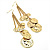Long Greek Style Coin Dangle Earrings (Gold Tone)  - 11cm Drop