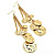 Long Greek Style Coin Dangle Earrings (Gold Tone)  - 11cm Drop - view 2