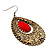 Large Textured Jeweled Hoop Drop Earrings (Burn Gold) - 7.5cm Drop - view 7